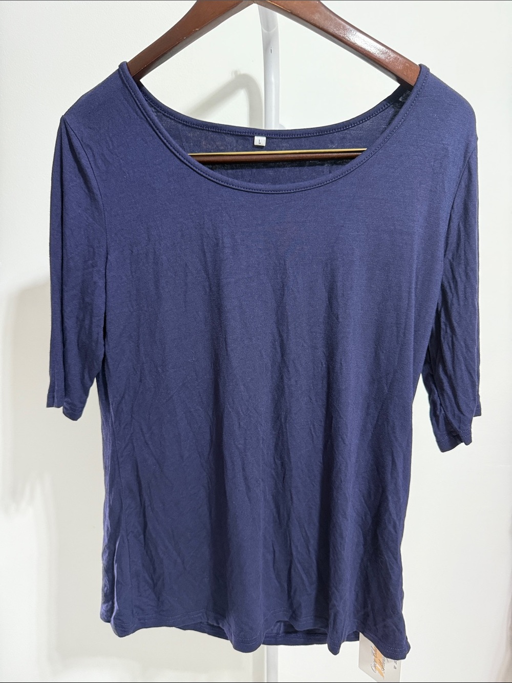 Women's Navy Scoop Neck Short Sleeve Top